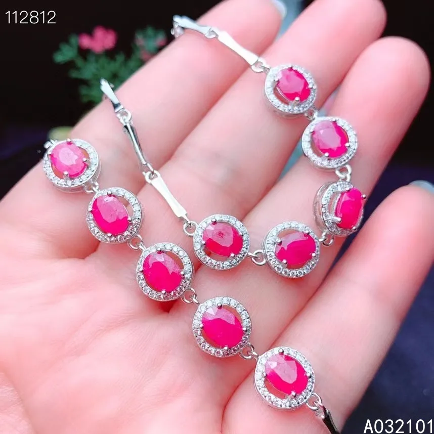 

KJJEAXCMY fine jewelry S925 sterling silver inlaid natural ruby Girl fashion hand Bracelet Support test Chinese style with box