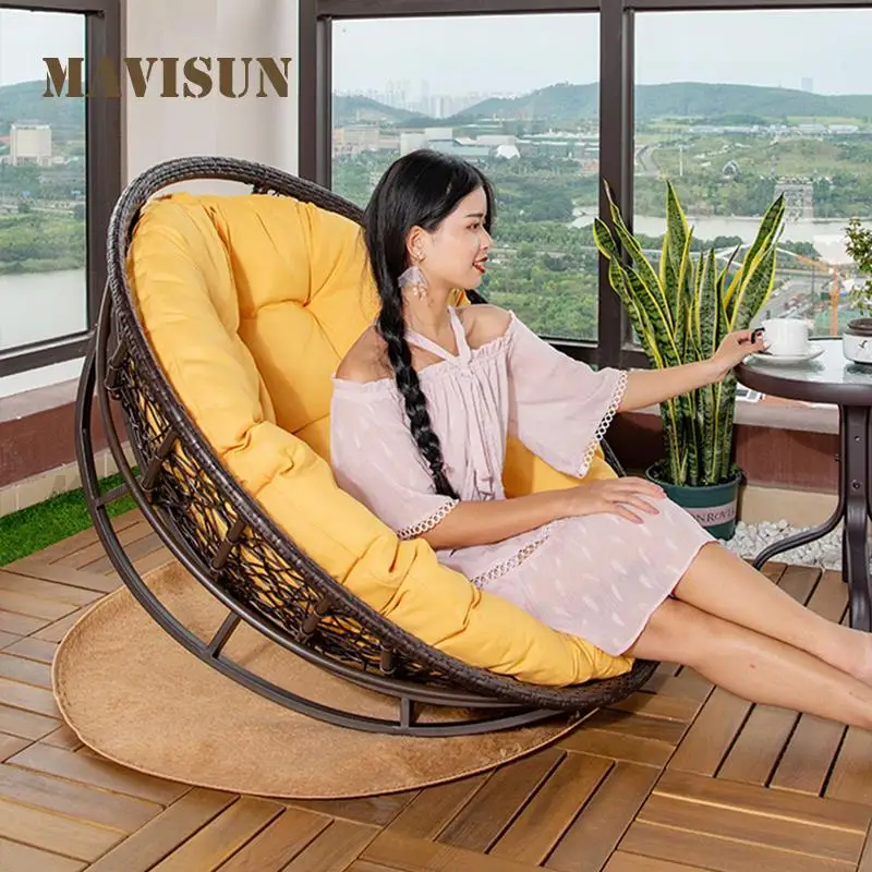 Rattan Balcony Rocking Chair Single Sofa Lazy Bedroom Small Apartment Swing Chair Creative Rest Recliner