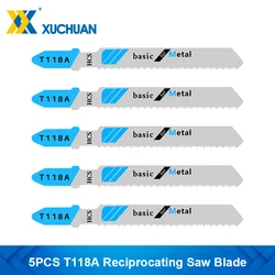 T118A 지그 톱 블레이드 5pcs HCS 직소 블레이드 T 생크 세이버 블레이드 절단 목재 플라스틱 왕복 톱 블레이드