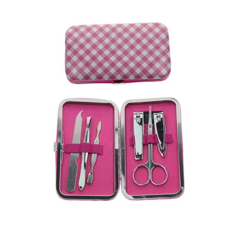 6 In 1 Pink Color Home Travel Manicure Pedicure Set Kit Nail Care Beauty Tool Holiday Birthday Christmas Gifts For Women Girls