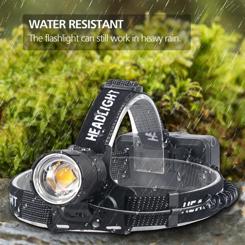 Headlamp Most Powerful Yellow/White Light Outdoor Headlight Headlamps Head Lamp Zoomable Running Fishing Camping