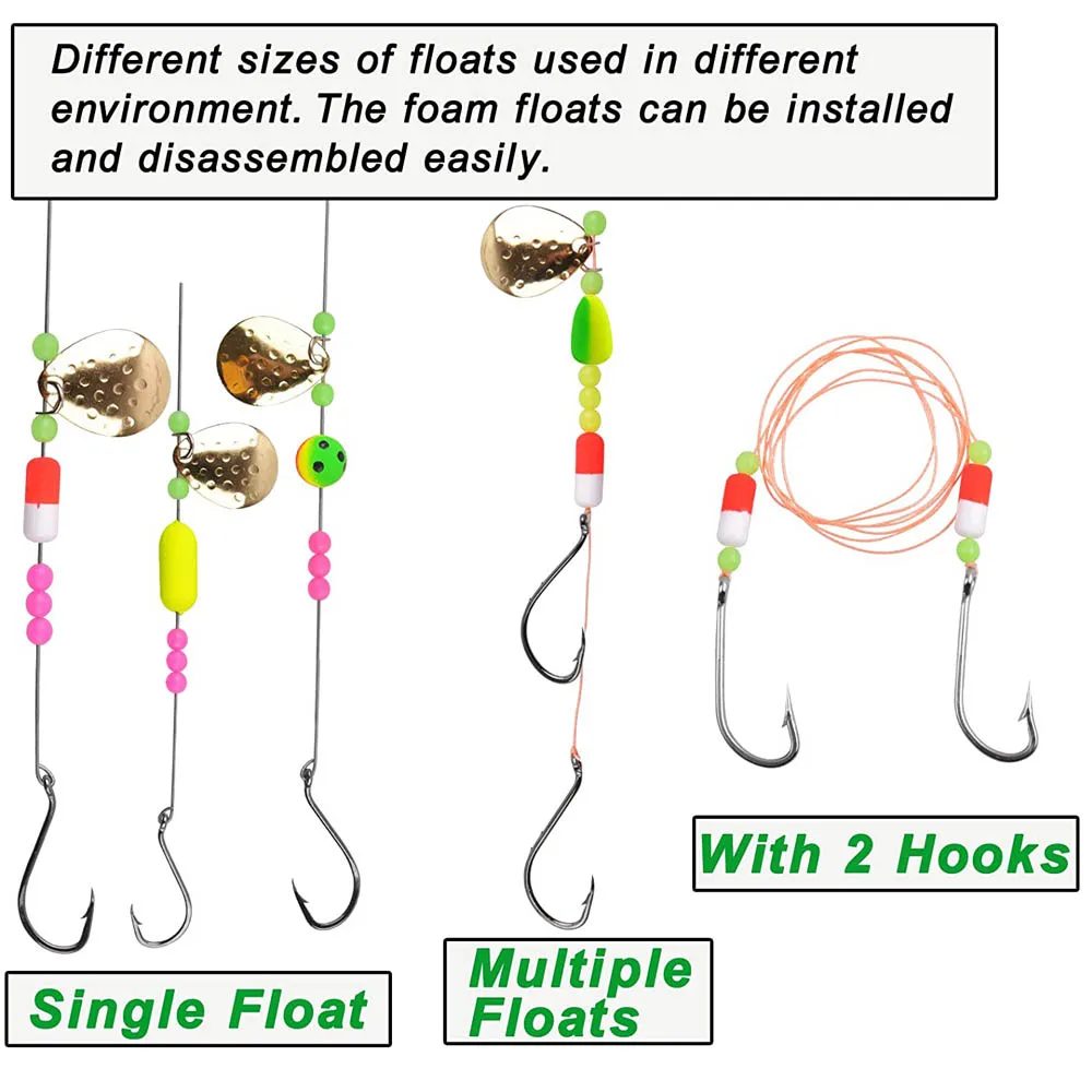 50Pcs Fishing Rig Floats Foam Pompano Fishing Bobbers Rigs Snell Floats Fishing Buoy Tackle Accessories Making Kit