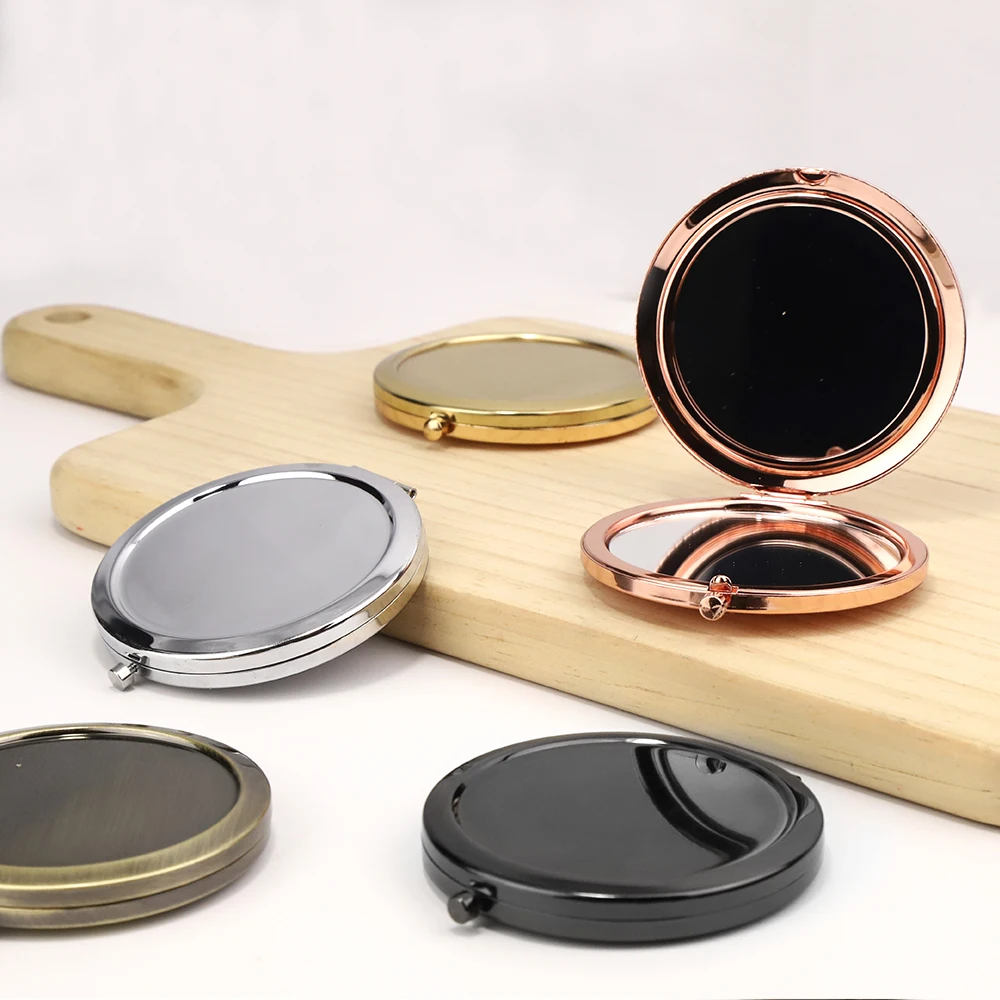 1 pièce Miroir de maquillage compact pliable de 57 mm, portable, vintage, pour femmes, vierge pour décoration DIY