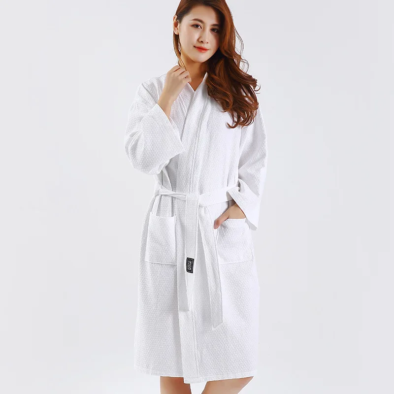 100% Cotton Waffle Bathrobe Hotel Couple Ladies Nightgown Cotton Yukata Thin Section Japanese Kimono Pijamas Beauty Shop パジャマ