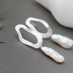 Handmade Creative Trendy Natural Baroque Freshwater Pearl Irregular 925 Sterling Silver Earring Female Fine Jewelry Gift