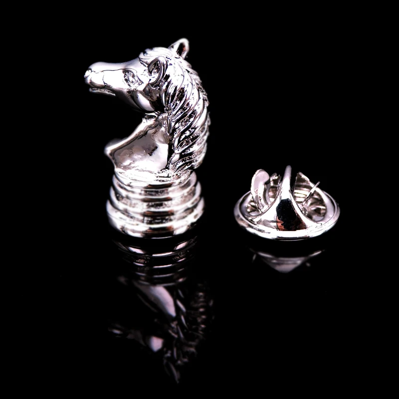Classic Style Copper Material Horse Head Chess Brooch Men's Lapel Pin Clothing Backpack Badge Jewelry Retail Wholesale