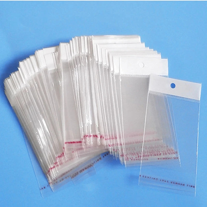 INTEGRITY 8*12cm 5000pcs Event Soft Clear Self Adhesive Seal Poly Package Bags Plastic Packaging Pouches With Hang Hole Hot Sale