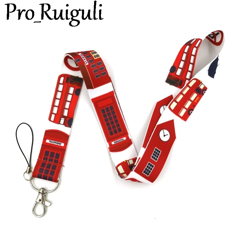 England British bus couple Neck keychain necklace Anime Cartoon Neck Strap Lanyard ID badge holder Keychain Lanyards