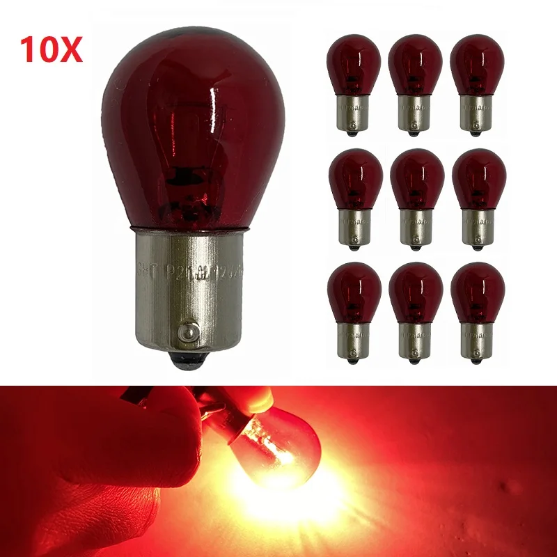 

10pcs 12V 21W 1156 BA15S S25 Car Tail Brake Stop Reverse Lights Bulb 1157 BAY15D Red Auto Turn Signal Rear Lamp Bulb white/Amber