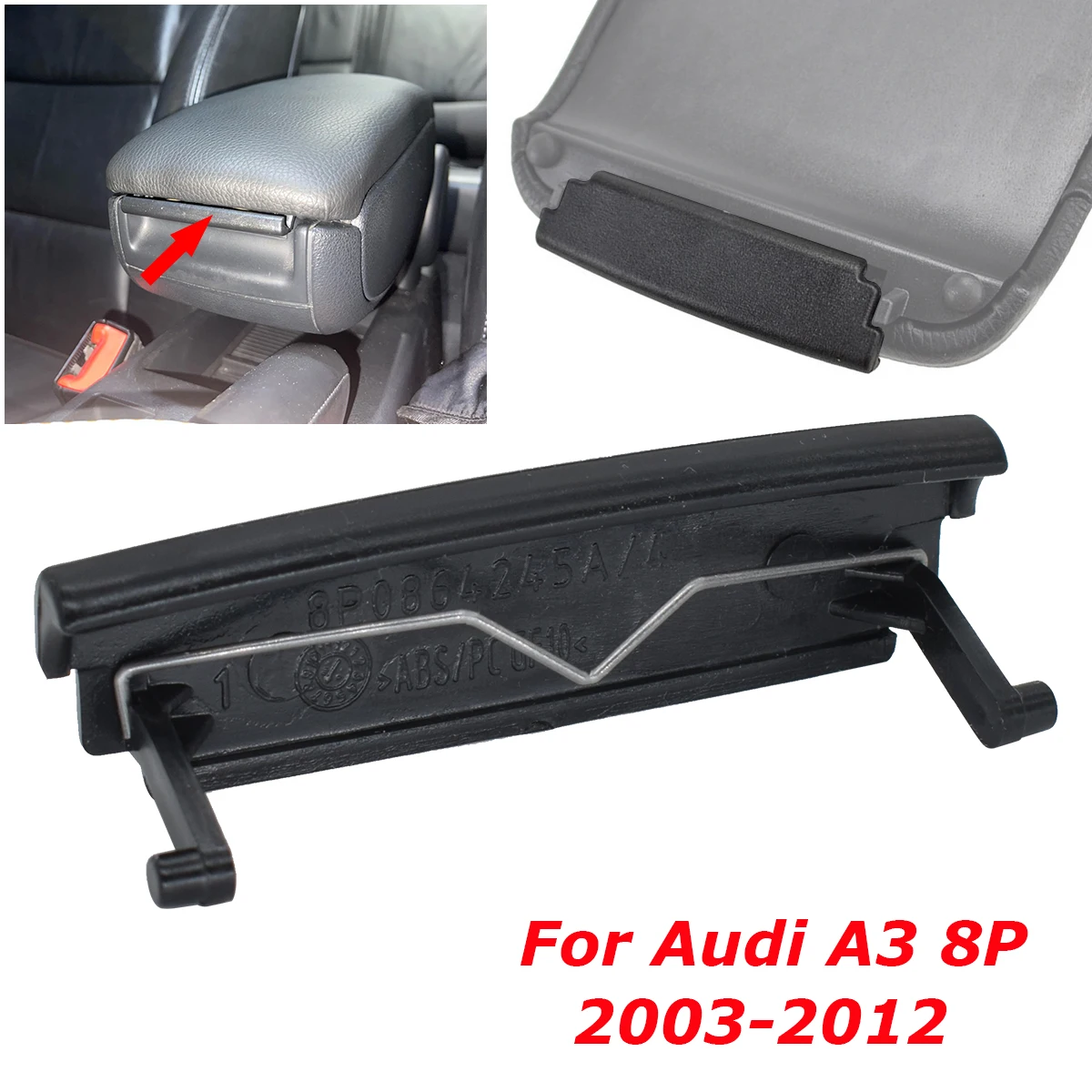 Tapa del reposabrazos del coche tapa de la consola central cubierta de pestillo Clip captura 8P 0864245 P Para Audi A3 8P 2003 2004 2005 2006 2007 2008 2009 - 2012