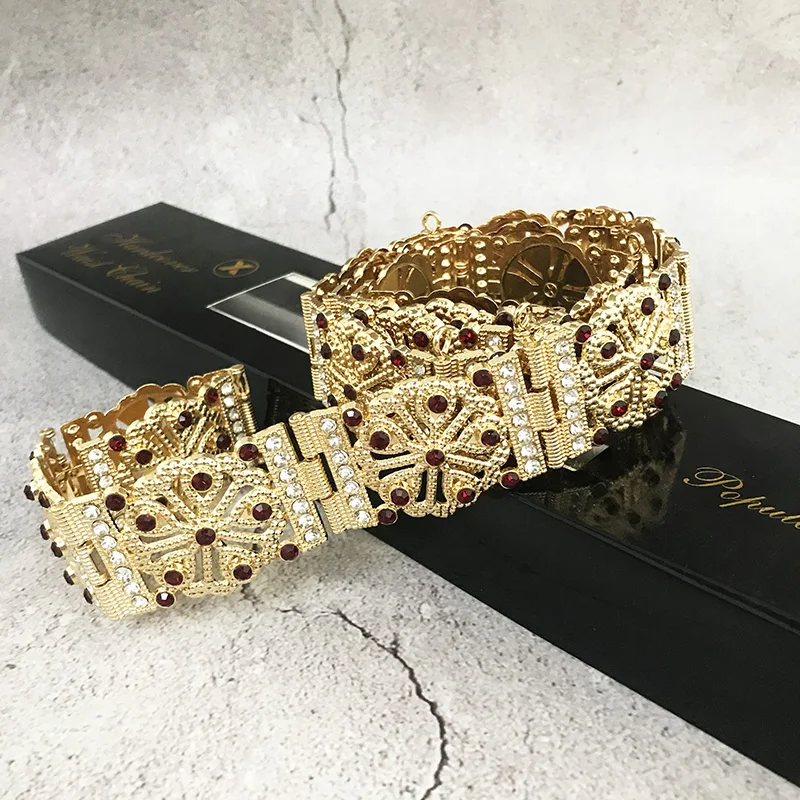 Vintage aristocratic court carving hollow metal belt waist adjustable Morocco best-selling wedding jewelry waist chain jewelry