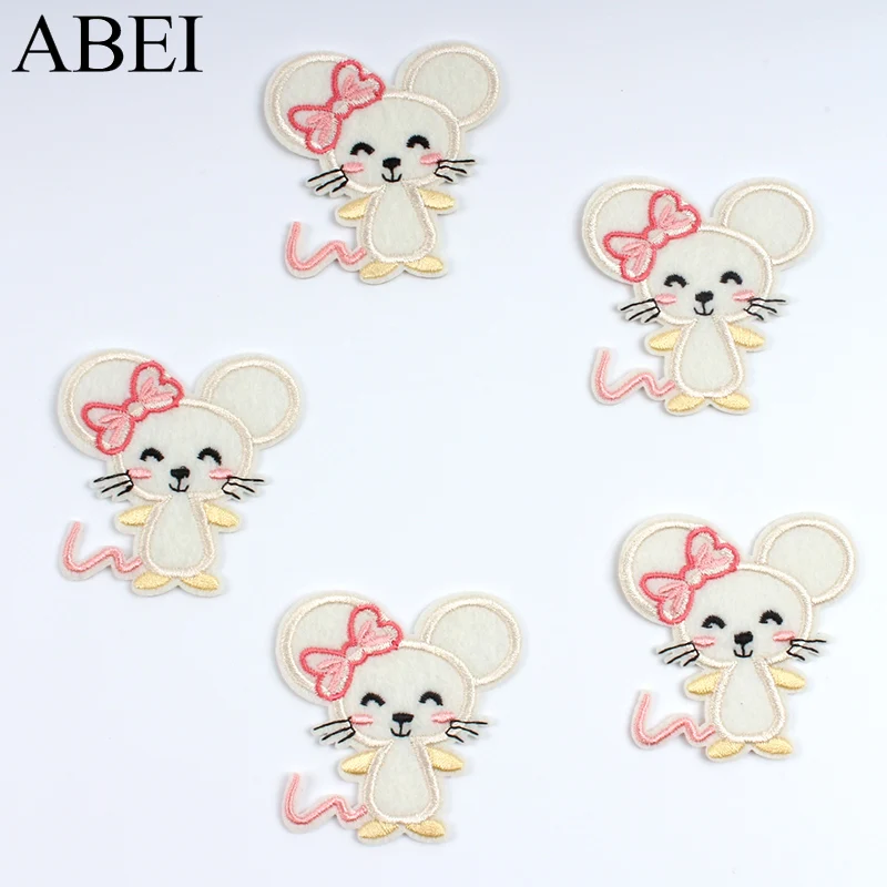 10pcs Cartoon Mouse Patches DIY Iron On Cute Animal Stickers Handmade Jeans Coats Pants Backpacks Dress Fabric Appliques Badge