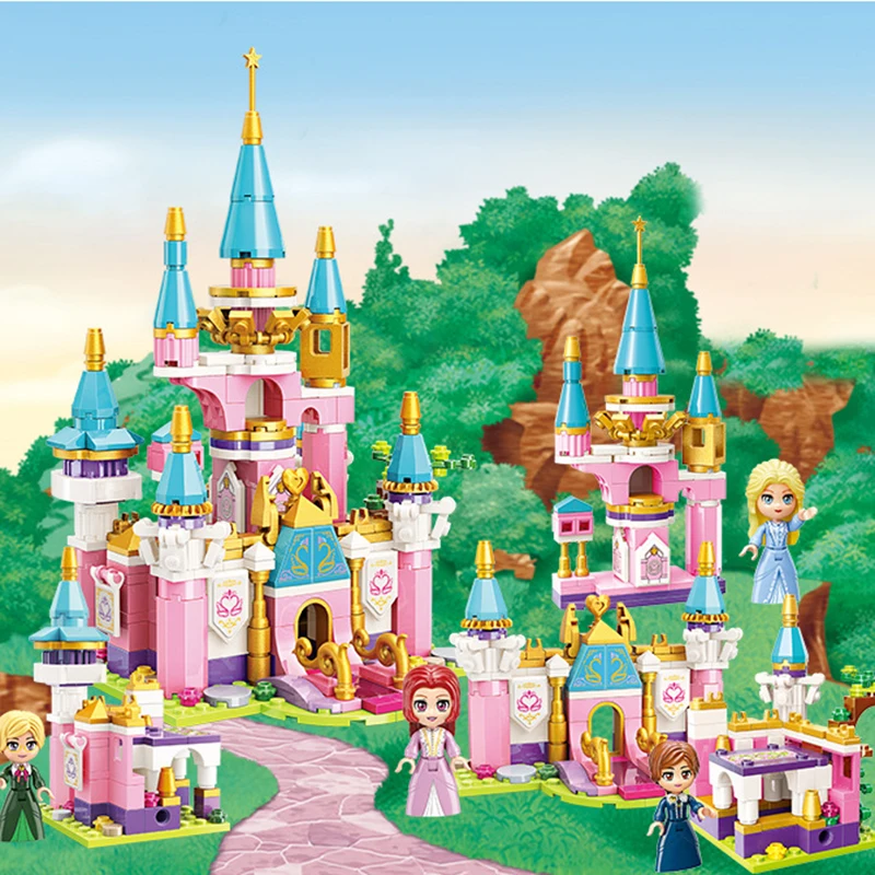 800pcs Princess Castle Building Block Bricks DIY Castle Blocks Set Girl Model Slide Brick Toys Compatible With Friends Kids Gift