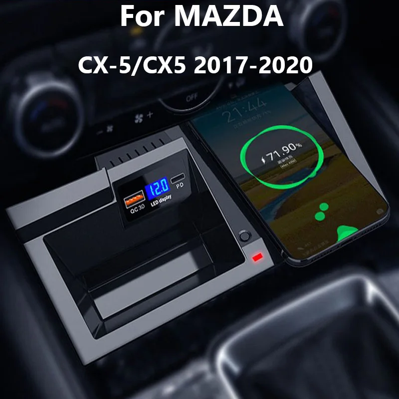 15W car wireless charger for Mazda CX-5 CX5 2017 2018 2019 2020 2021 fast charger charging case phone holder accessories