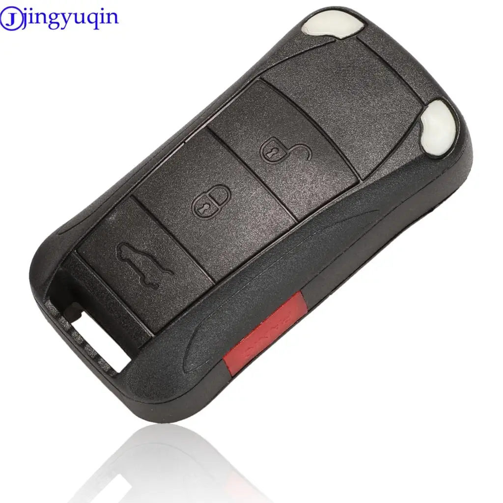 jingyuqin Replacement Remote Flip Folding Car Key Shell Case Fob For Porsche Cayenne GTS 3 Buttons