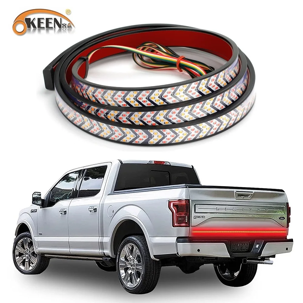 OKEEN LED Truck Light Bar Red Yellow Universal Flexible Strip 59inch Turn Signal Brake Reverse Light For Pickup Trailer Lamp 12V