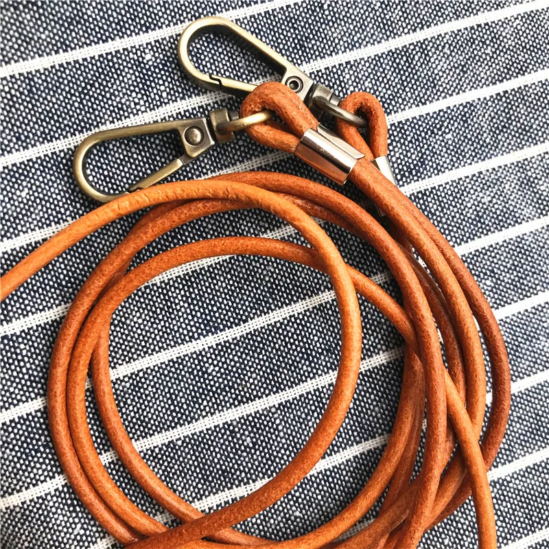 Genuine Leather Lanyard Neck Strap For Mobile Phone Bag Keys ID Credit Work Card Holder Neck Lanyard Keychain Neckline Straps