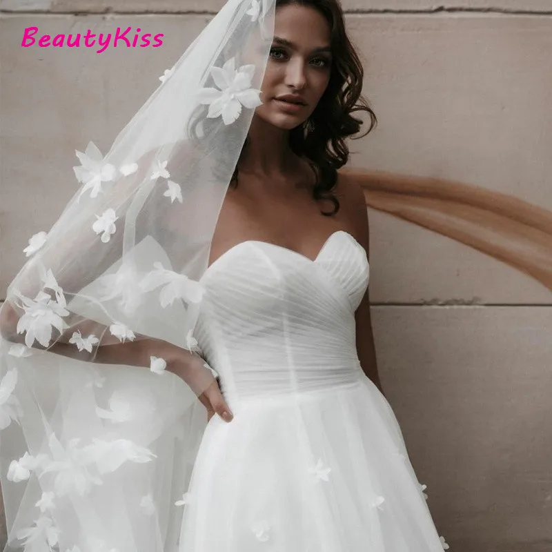 3d Vlinder Appliques Witte Prinses Trouwjurken Boho Strand Bruidsjurk Lieverd Rugloze Plus Size Vestidos De Boda 2023