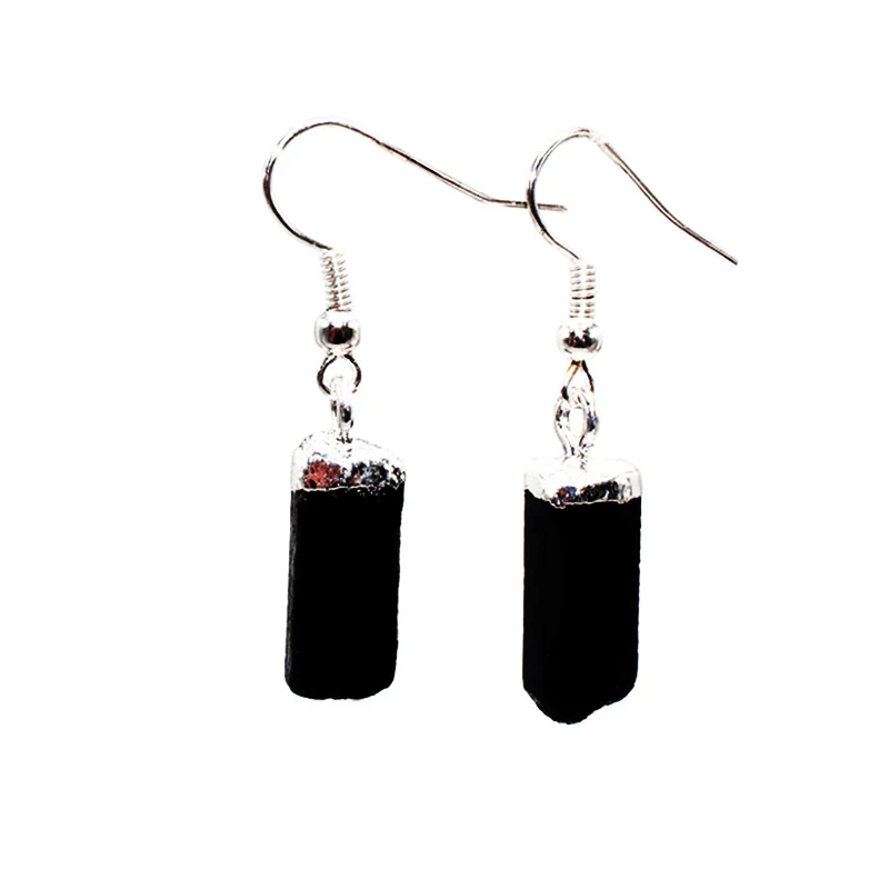 Irregular Raw Black Tourmaline Earring for Women Girls Natural Stone Crystal Healing Drop Earrings