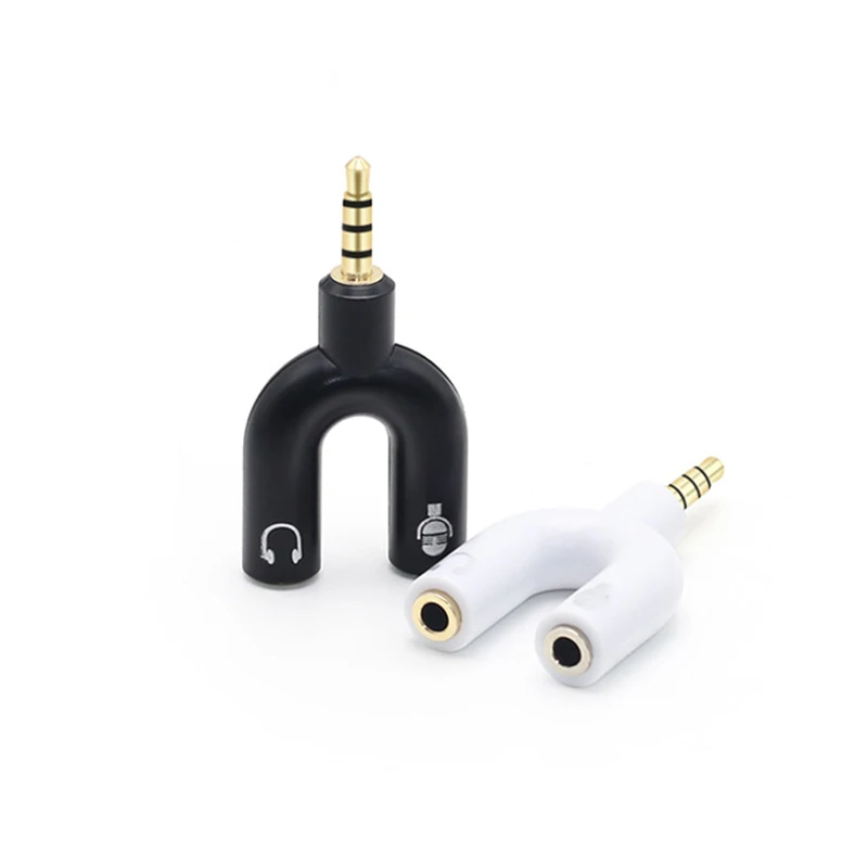 Earphone Connector Converter 3.5mm Stereo Adaptor Splitter Audio to Mic & Headset Jack Plug Adapter For Mobile Phone Tablet PC