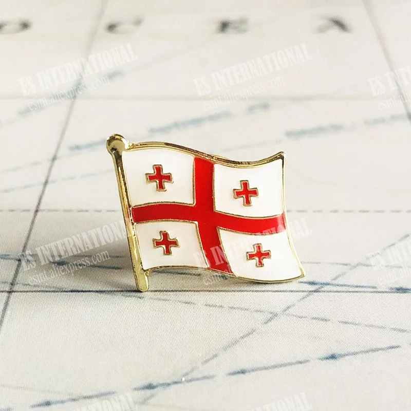 Georgia National Flag Crystal Epoxy Metal Enamel Badge Brooch Collection Souvenir Gifts Lapel Pins Akcesoria Rozmiar1.6 * 1.9cm