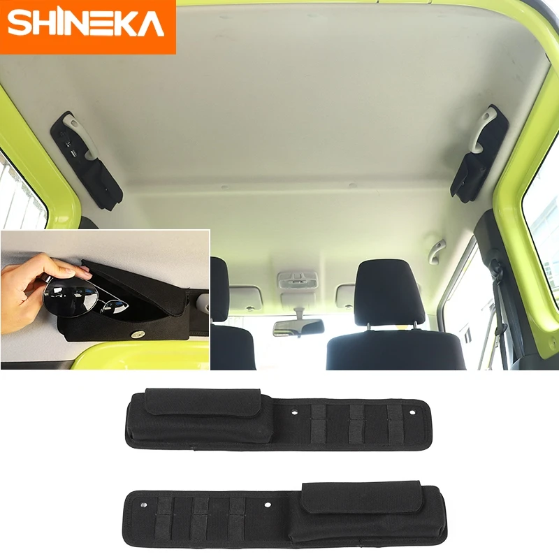 SHINEKA Stowing Tidying Black Car Top Grab Handle Storage Bag Sunglasses Bag Organizer Accessories For Suzuki jimny 2010-2024