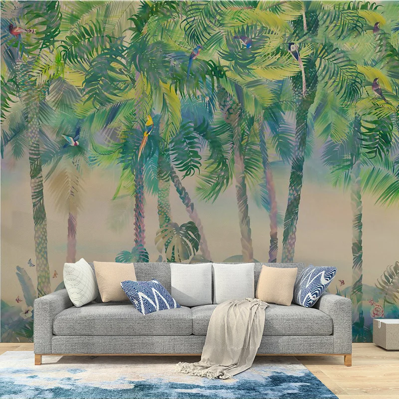 Beibehang Nordic tropical palm tree wallpaper jungle coconut tree plant mural living room TV background landscape 3D home decor