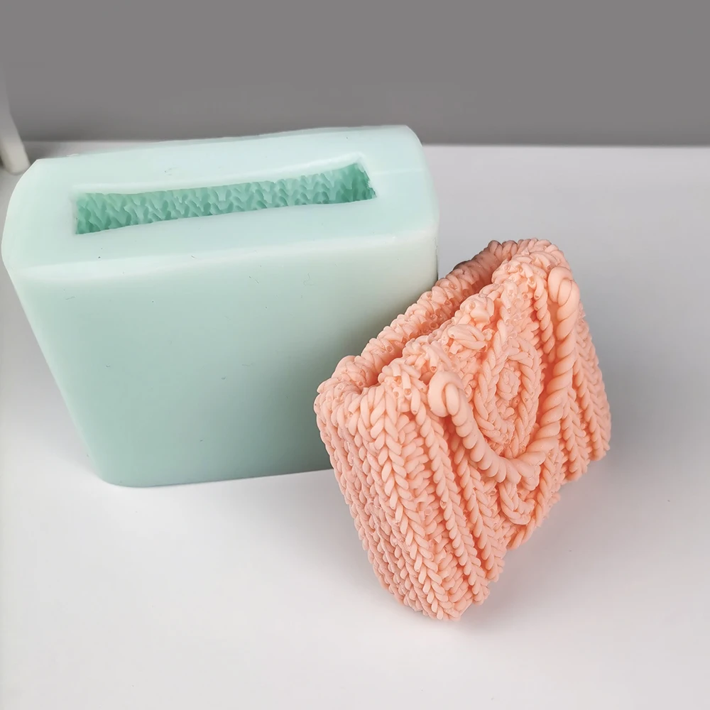 PRZY-Silicone Knitted Woolen Bags Mold, Handmade Soap Molds, Knitting Fondant, Clay Resin Candle Mould