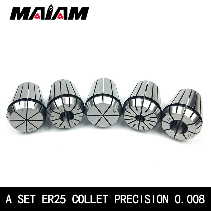 a set sprecision 0.008 er25 collet set er25 chuck set 1-16mm 3.175mm 1/8 ER collet for CNC Tool and tool holder er nut er wrench