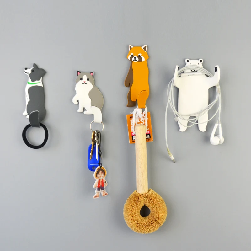 Storage Hook Free Nail Single Wall Hooks Wall Hanging Hook Cartoon Animals Decorative Home Decor Wall Hook Key Hair Pin Holder