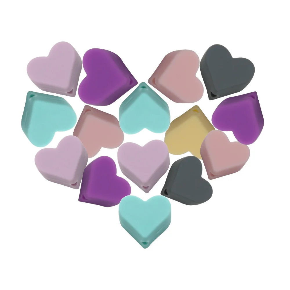 10PCs Heart Teether Pacifier Pendants Accessories Chain BPA Free Chewable Teething Soft Baby Product Food Grade