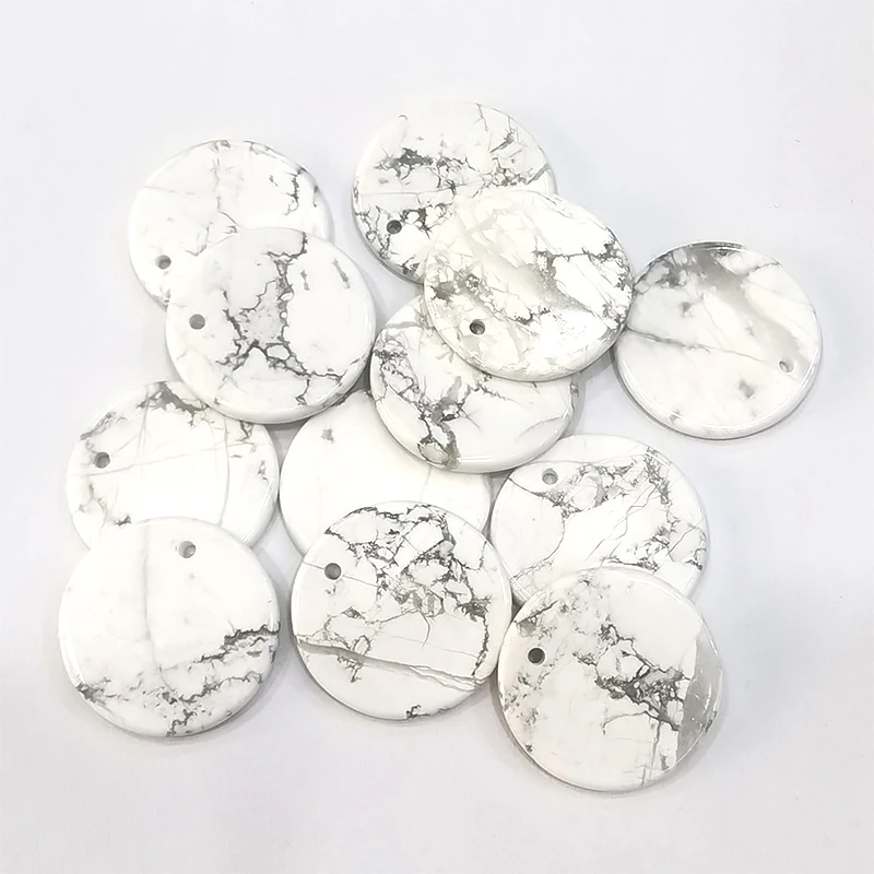 30Pcs/Lot 20mm White Beads Fashion Flatback Stone Beads Pendant For DIY Bracelets Necklaces Jewelry Accessories Making