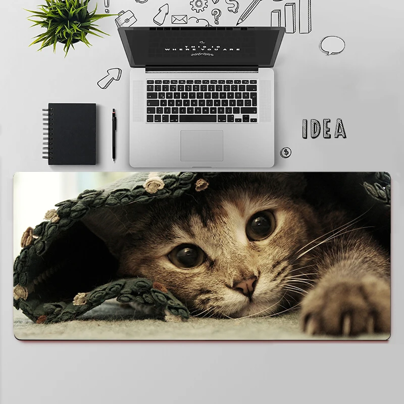 Tapis de souris de jeu pour ordinateur PC, accessoire de bureau, grand format, chat mignon XXL, pour clavier d'ordinateur portable