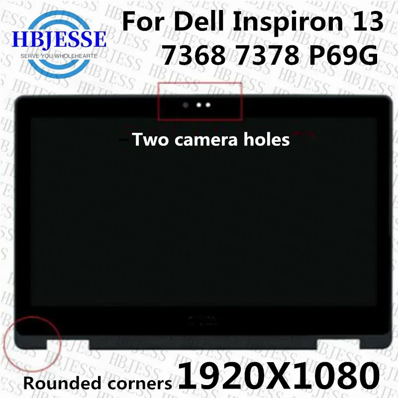 

13.3'' Full LCD Display Panel Touch Glass Digitizer Screen Assembly+Bezel For Dell Inspiron 13 7368 7378 IPS FHD 1920X1080