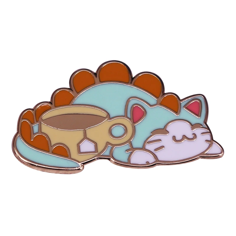 Tea-Rex Meow Enamel Pin Perfect Introverts Accessory For When Cats, Tea And Alone Time Are Your Thing