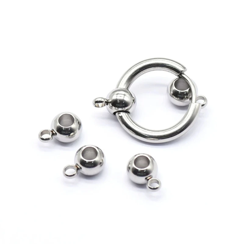 10pcs Stainless Steel Large Hole Beads Clasp for Jewelry Making Diy Leather Rope Bracelet Pendant Charms Connector Components