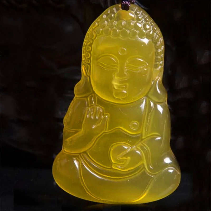 New Ice Chalcedony Yellow Agate Baby Buddha Pendant Women's Fashion Simple Pendant Jewelry