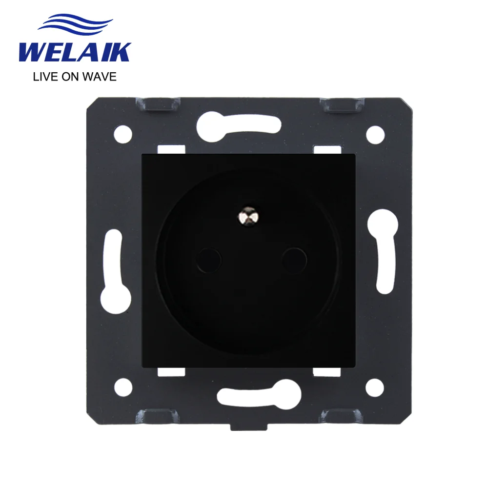 WELAIK France-Standard Power  Wall-Socket DIY Parts Without-Glass-Panel 45*45mm  220V 16A A8FW