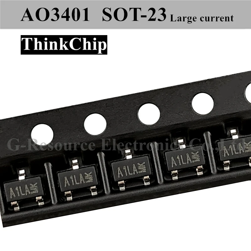 (50pcs) AO3401 A1LA SOT-23 SMD LARGE CURRENT Power field effect tube Transistor P-Channel MOS-FET 3401