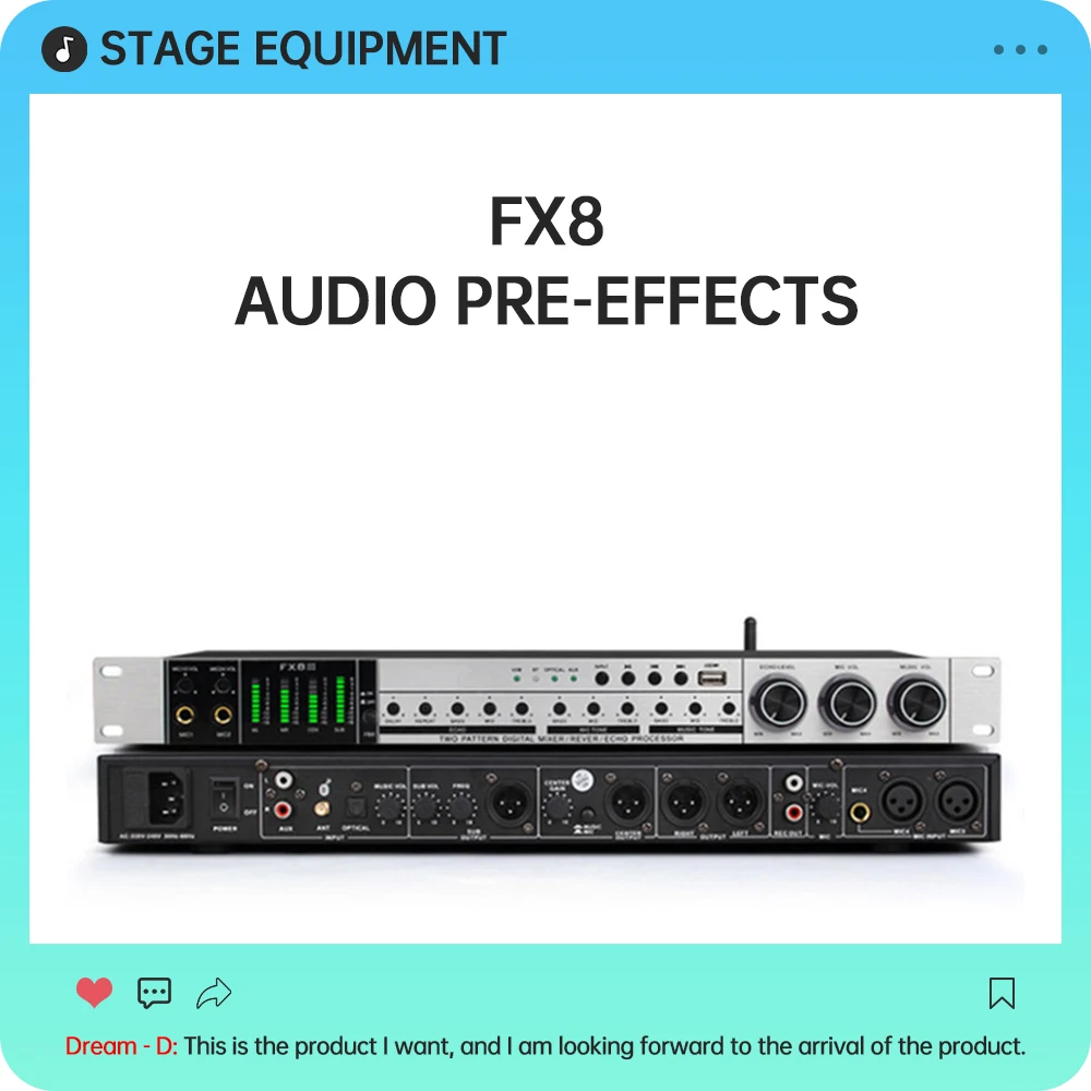 

FX8 Plug Professional Stage Audio Karaoke Pre-effects KTV Digital Audio Echo Effect Processor DSP Audio Processor