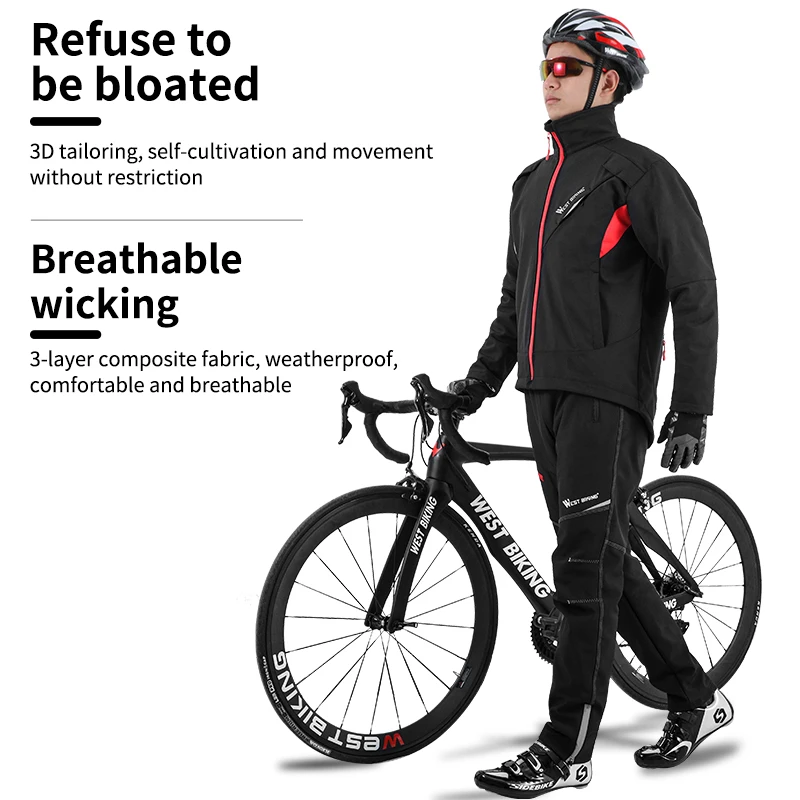 WEST BIKING Winter Thermal Cycling Running Jacket Windproof Ski Snow Snowboard Jacket and Pants Set Men Women Sportswear Suit