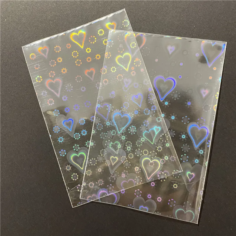 Protecteur de manchons de cartes clignotantes Laser petites étoiles 65x90MM, 50 pièces/lot, pour porte-cartes magique PKM FAB, Film holographique en aluminium