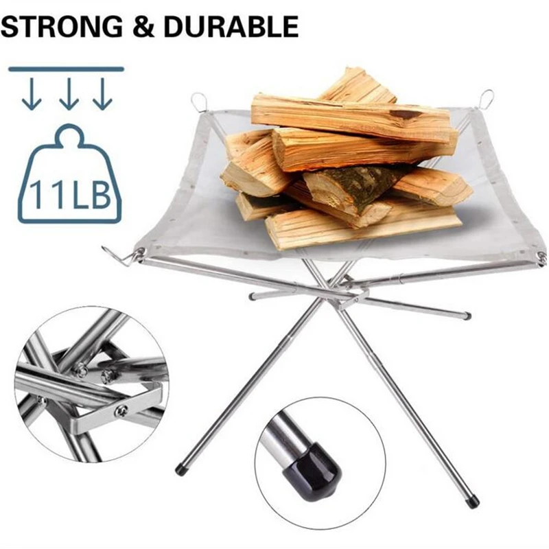 Disassemble Garden Backyard Heating Mesh Stainless Steel Outdoor Camping Campfire Fire Rack Foldable Mesh Fire Pit BBQ Tools