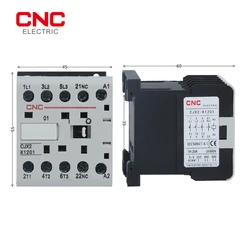 CNC CJX2-K 220V 50/60Hz 6A 9A 12A Mini AC Contactor Din Rail 3P 3main 1NO/3main 1NC Coil Voltage