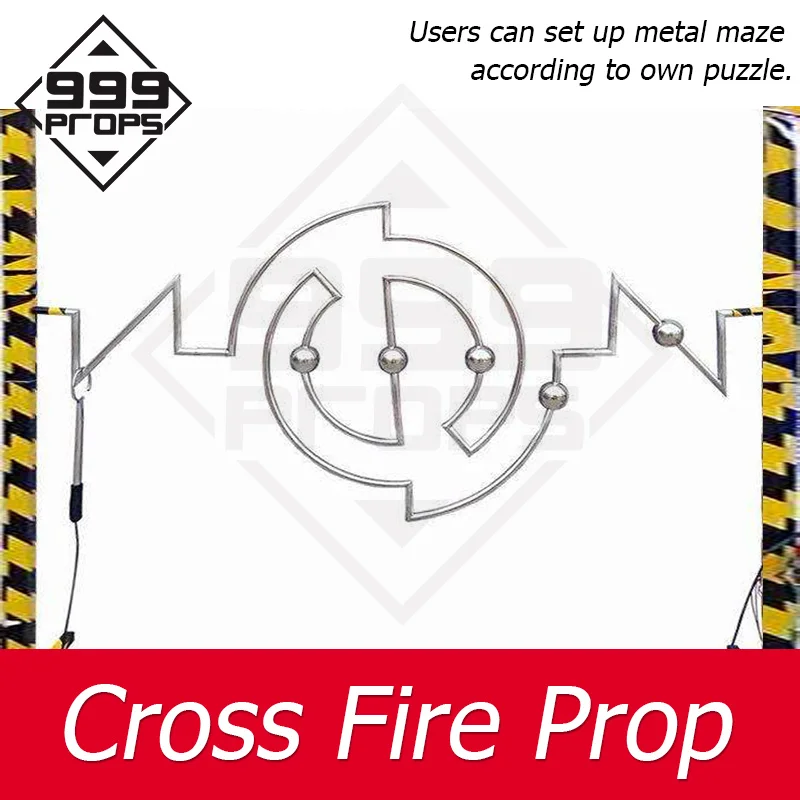 Cross fire prop real Room escape game puzzle keep the metal ring crossing track to open