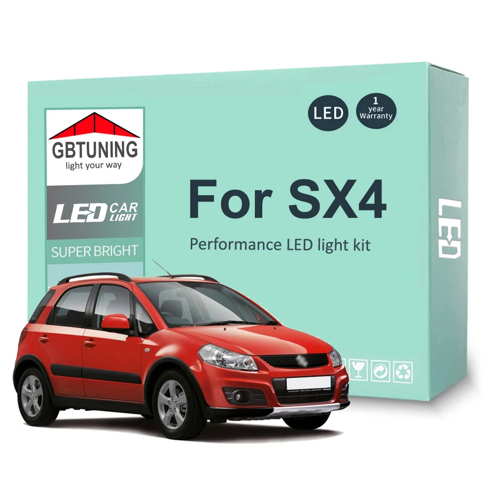 9 sztuk żarówek wewnętrznych LED do Suzuki SX4 2007-2011 2012 2013 2014 Canbus Dome License Plate Indoor Lamp Akcesoria samochodowe