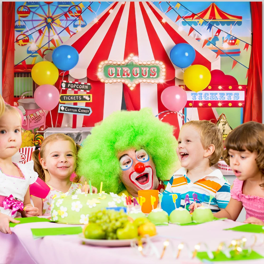 السيرك موضوع الطفل عيد ميلاد خلفية الأطفال حديثي الولادة صورة التصوير خلفية كرنفال ديكور حفلات فوتوكورد استوديو الصور