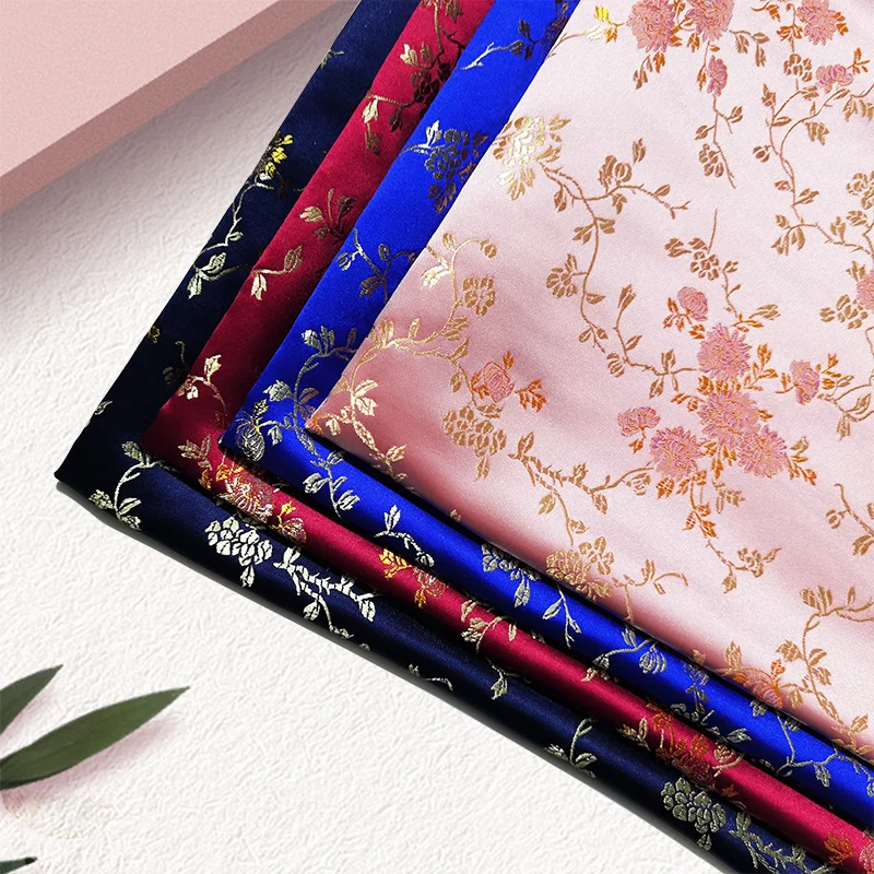 50x70cm Imitation Silk Brocade Jacquard Pattern Fabrics by the meter Sewing Cheongsam dresses Cloth DIY Patchwork Material