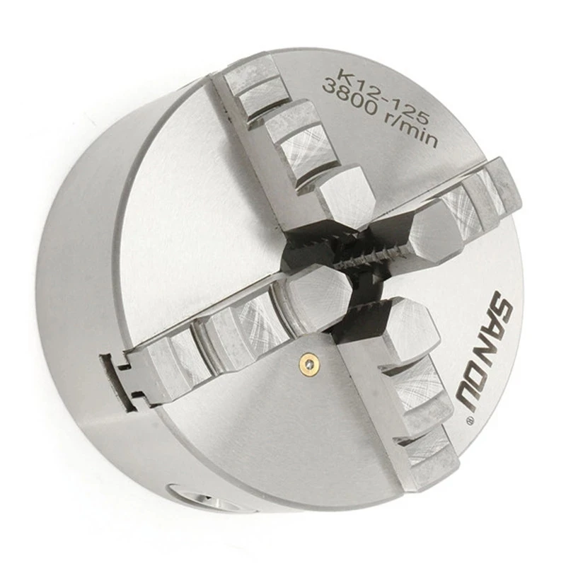 SANOU K12-125 Lathe Chuck 125mm 4 Jaw Lathe Chuck 5'' Self-centering Scroll Chuck Manual Type