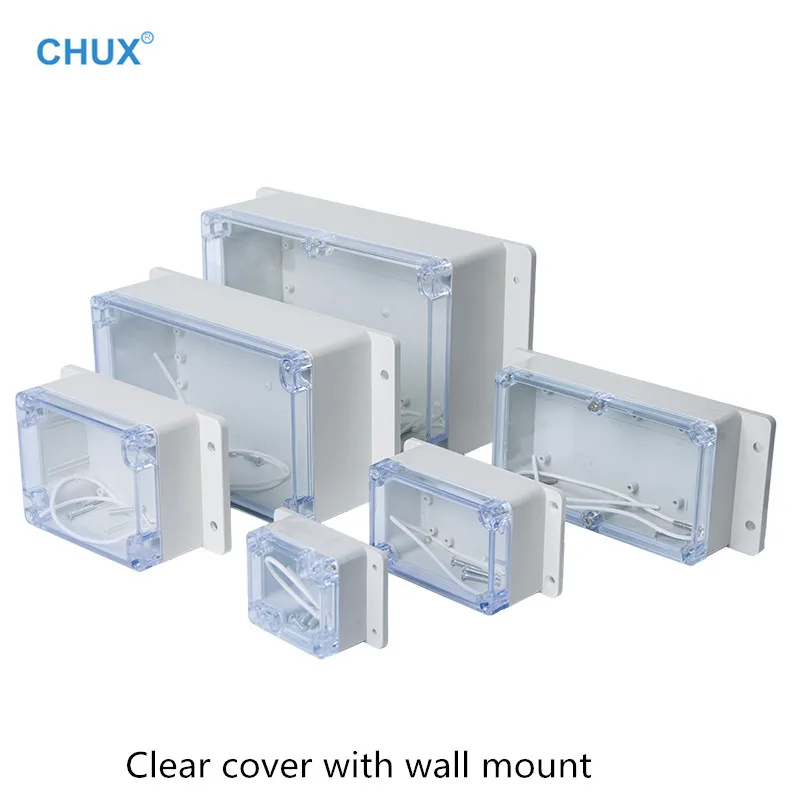 Waterproof Electrical Junction Box Wall mount Outdoor Sealed Clear cover Plastic Enclosure Case Electrical Distribution boxes